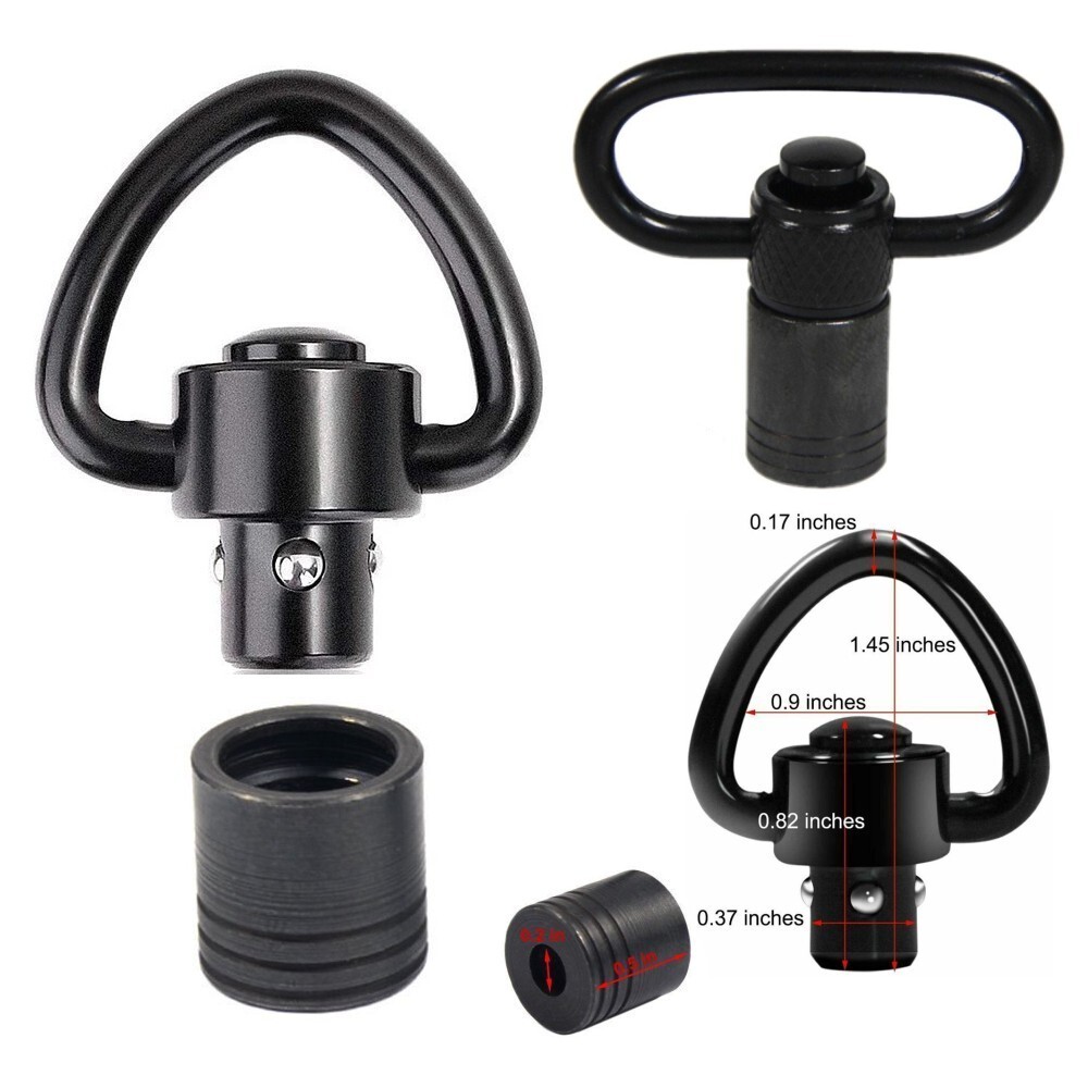 2/4 Pack QD Sling Swivels Heavy Quick Detach Release Push Button Mount Adapter
