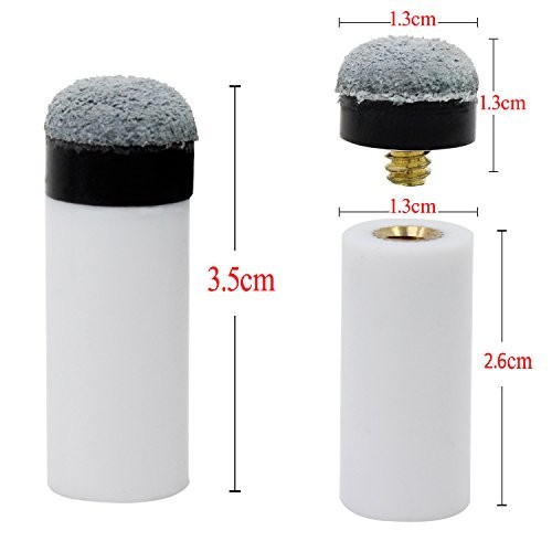 OCR 10Pcs Soft Grey Cue Tips Billiard Replacement Screw-on Tips with Pool 13mm