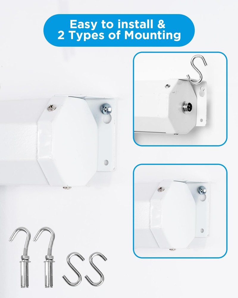 Electric Projector Screen 100 Inch with Remote Control Ceiling Mount Hooks, P...