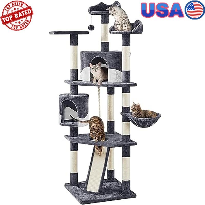 Multi-Level Cat Tree 79in W/ Sisal Scratching Posts Cozy Condos Perches New