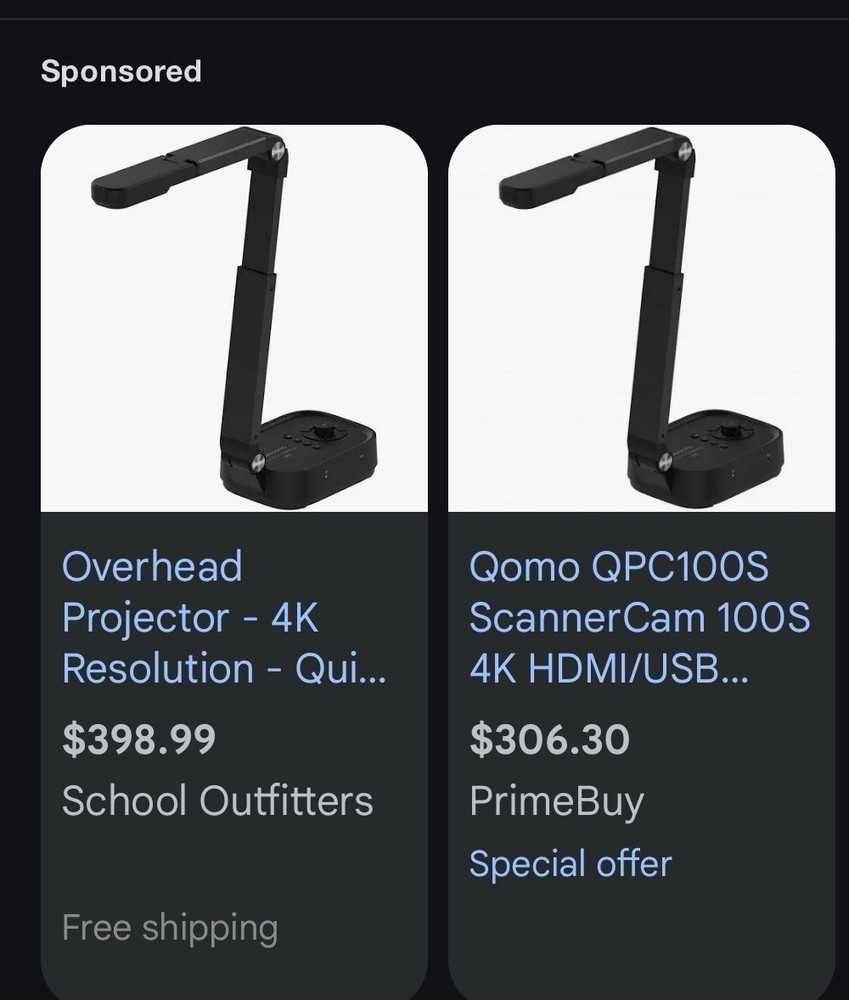 Qomo 4K HDMI/USB 13MP FLIP DOCUMENT CAMERA WITH EXTENDABLE ARM