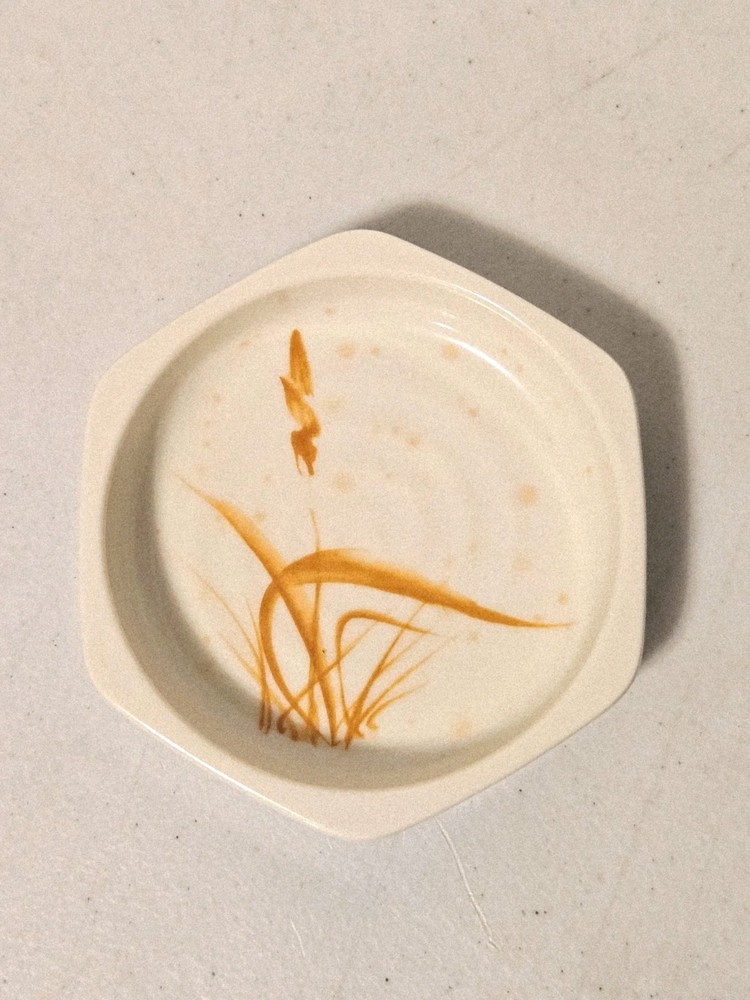 (11) Yanco 4" Melamine Hexagonal Sauce Dish 3oz, Gold Orchid, Stackable