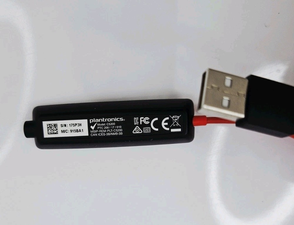 Plantronic Poly Blackwire 5200 C5200 Series Inline Assembly USB Control Cable