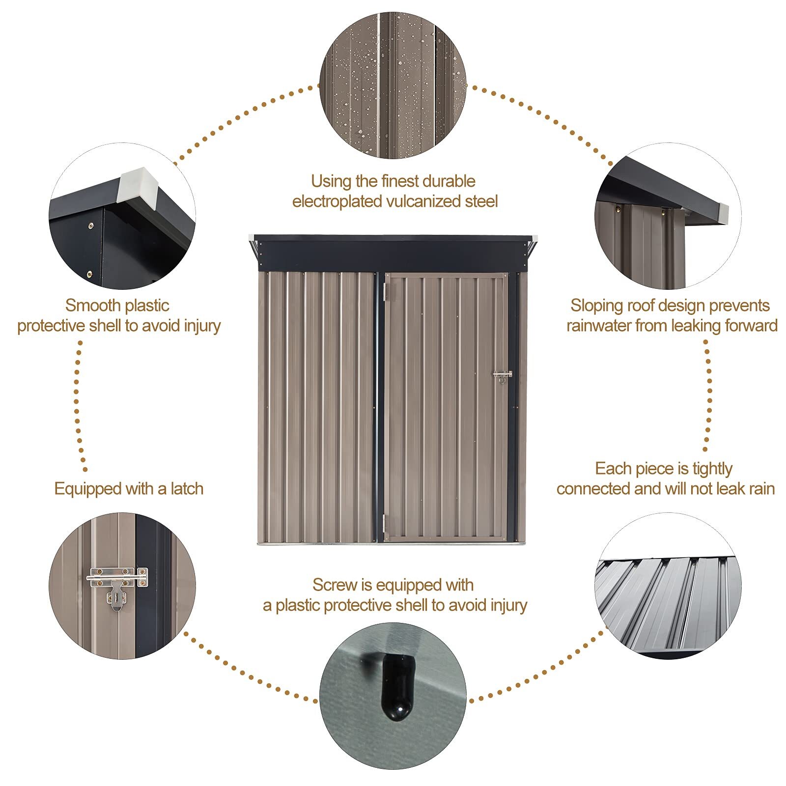 5x3 Lockable Outdoor Metal Storage Shed Tool Shed for Yard