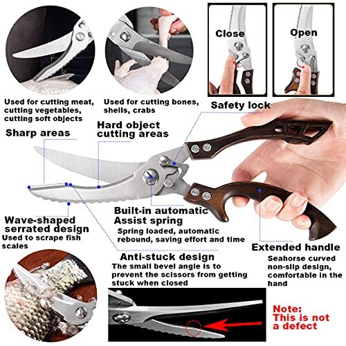 Kitchen Scissors,Kitchen Shears Heavy Duty Poultry Shears with Leather Sheath
