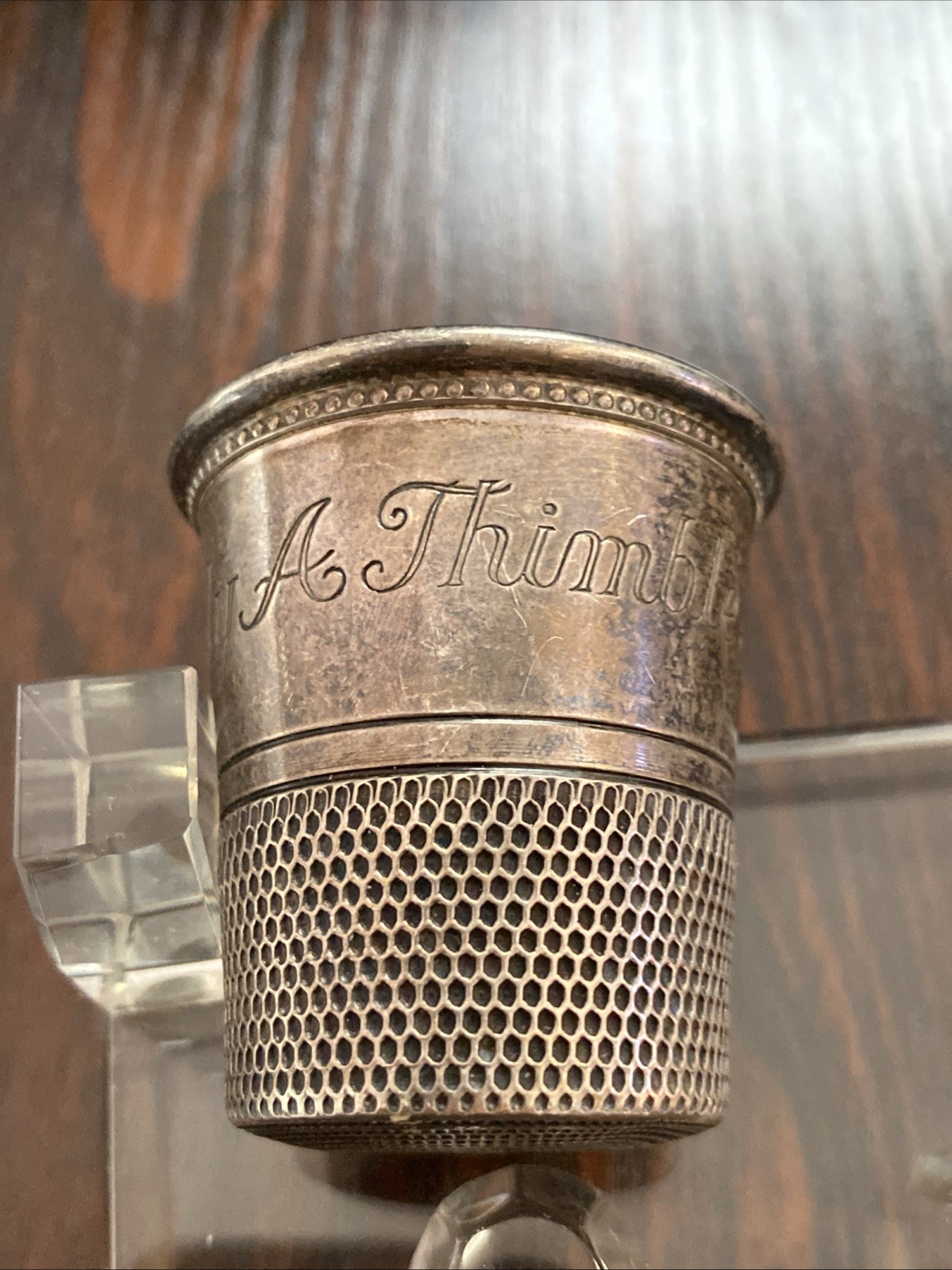 Vintage Sterling "ONLY A THIMBLE FULL" Jigger/Shot Glass 45 Grams