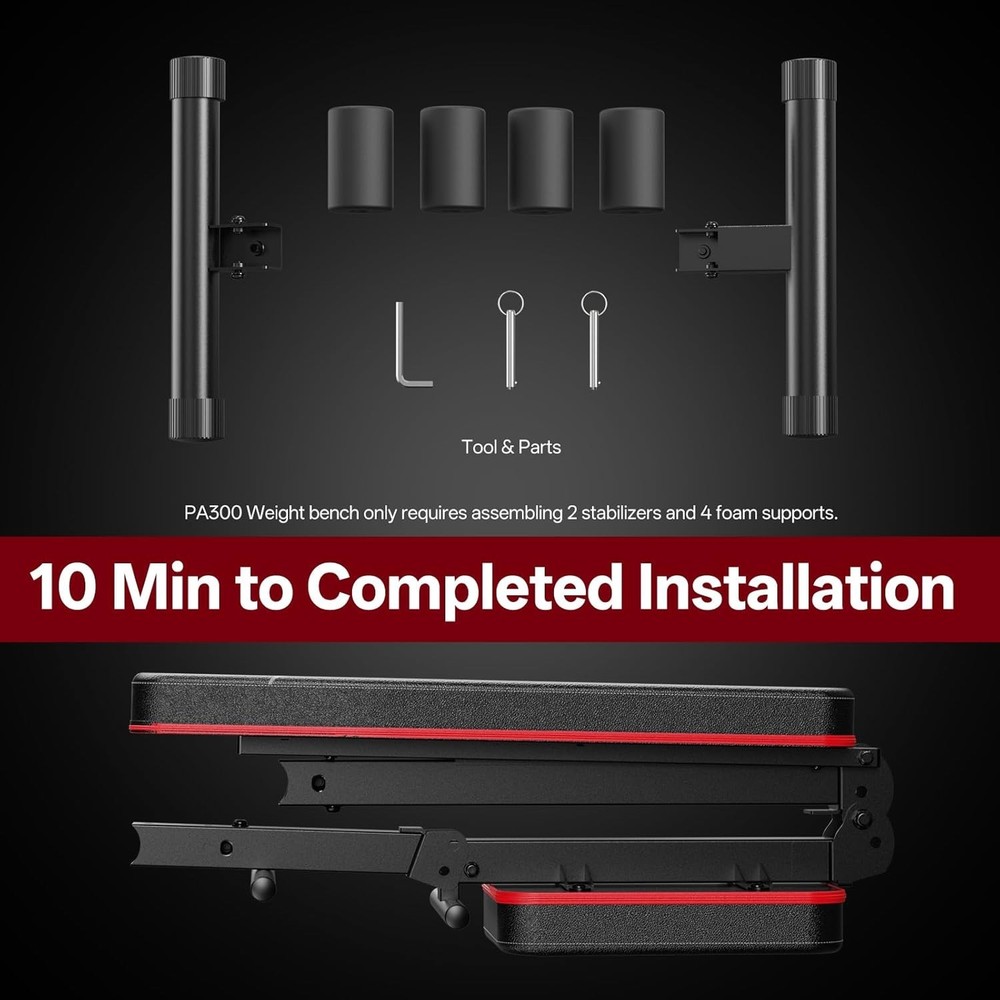 Adjustable Weight Bench 660 lb Capacity - Foldable for Comfortable Home Workouts