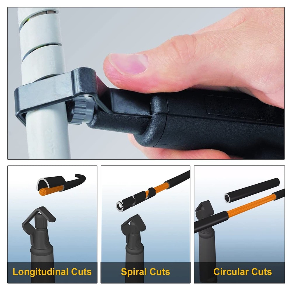 GROWORD Round Cable Stripper Tool - Adjustable Small (4.5-29mm), Black