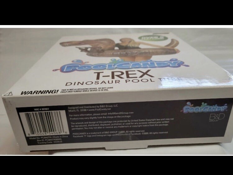 T-Rex Dinosaur Pool Tube Float Pool Candy 5 ft. long Dino