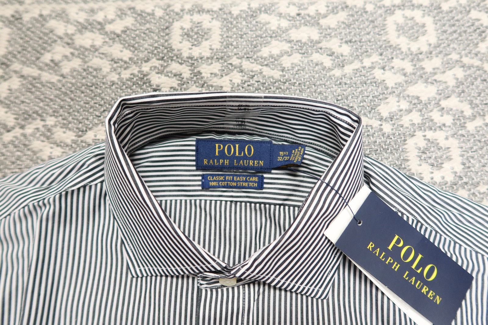 Polo Ralph Lauren Men's Classic Fit Button Up Shirt - 15.5 32/33 - Black / White