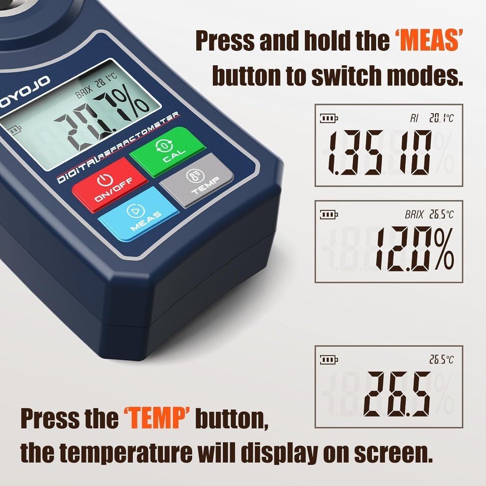 Digital Brix Refractometer Brix Meter Lab Refractometer ±0.5 Brix/1℃ Accuracy...