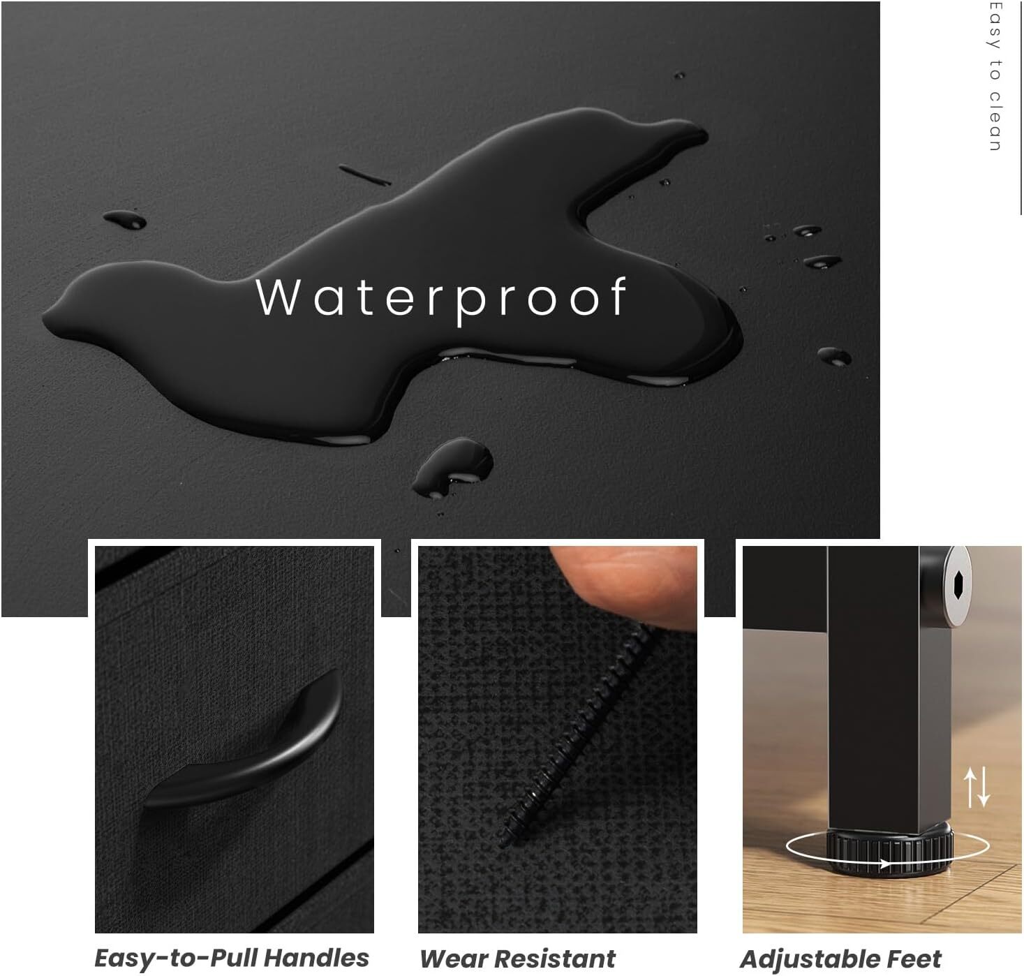 2Pcs Nightstand End Table Side Table with 2 Fabric Drawers Bedside Table Bedroom