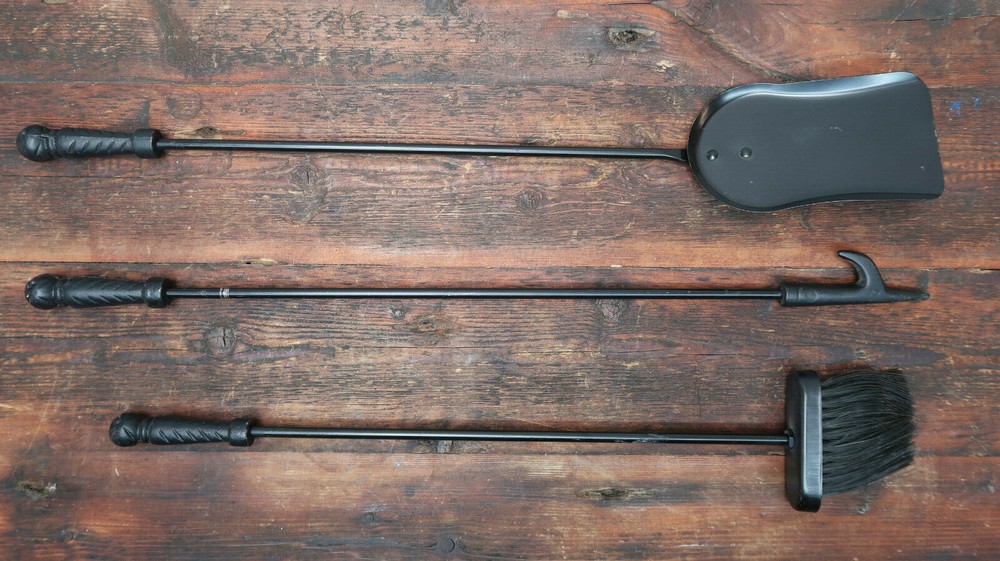 4pcs Fireplace Set Fire Tools Black H 27.5"