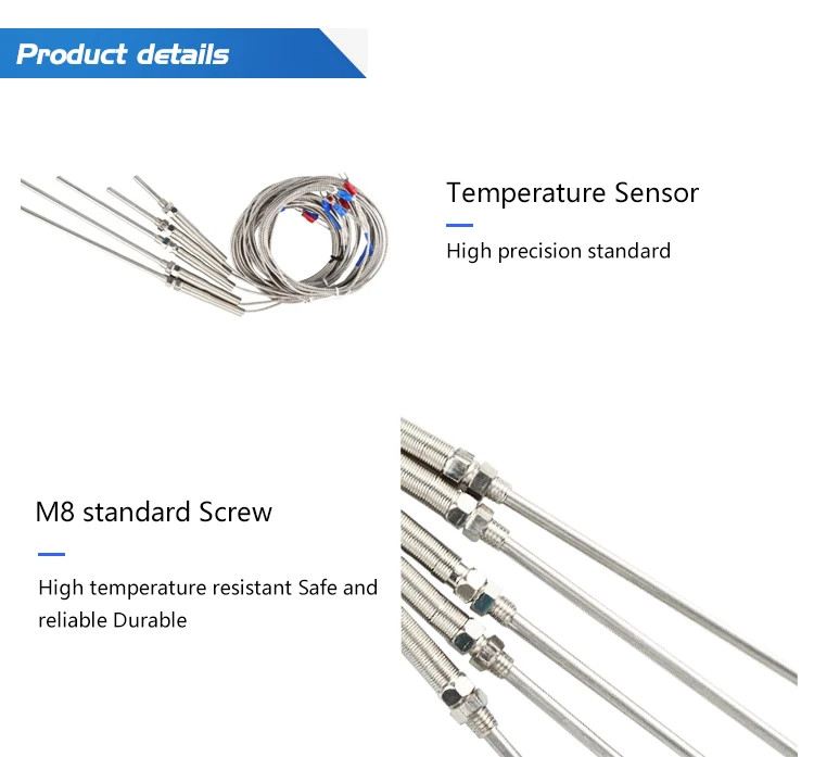 Thermocouple Temperature Sensor Compression Spring Probe M8 1m 2m 3m 5m Type K J