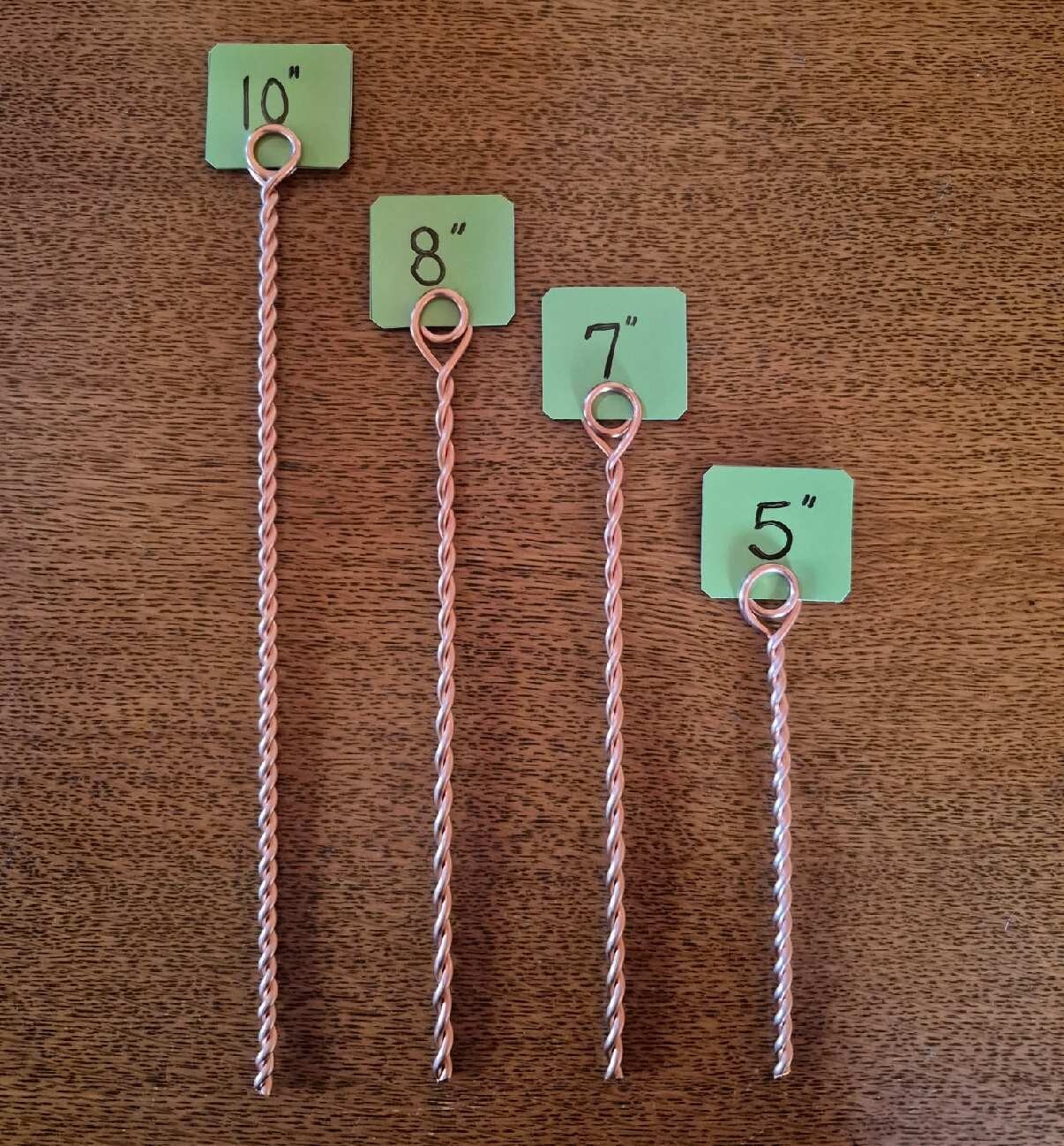 (12) 5/32" x 10" Copper Garden Stakes, Electroculture Twisted Wire, Plant ID
