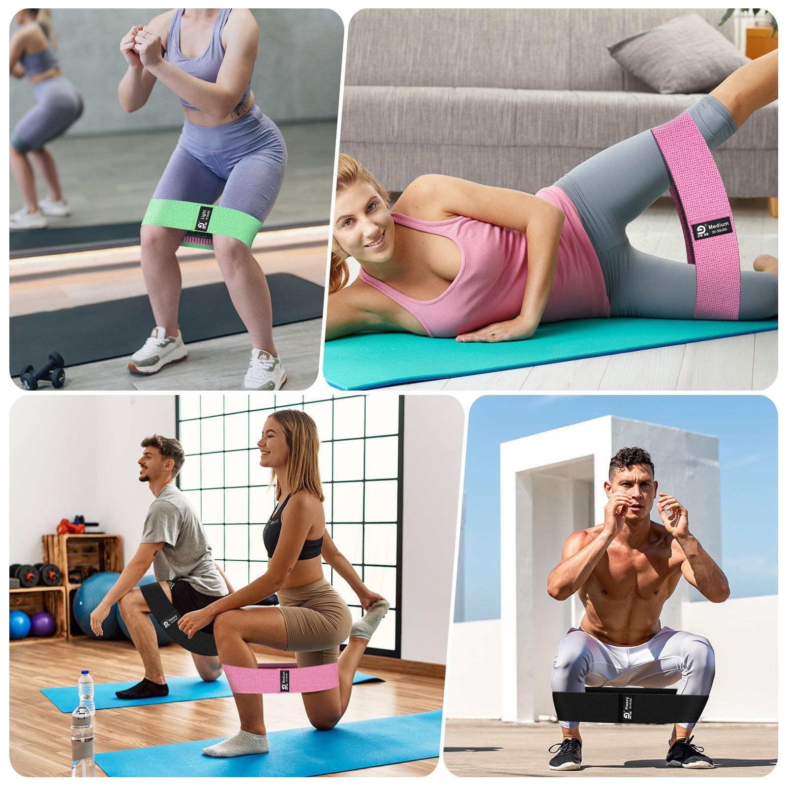 Fabric Resistance Bands Set – Booty Bands for Legs & Glutes, 3 Resistance Lev...