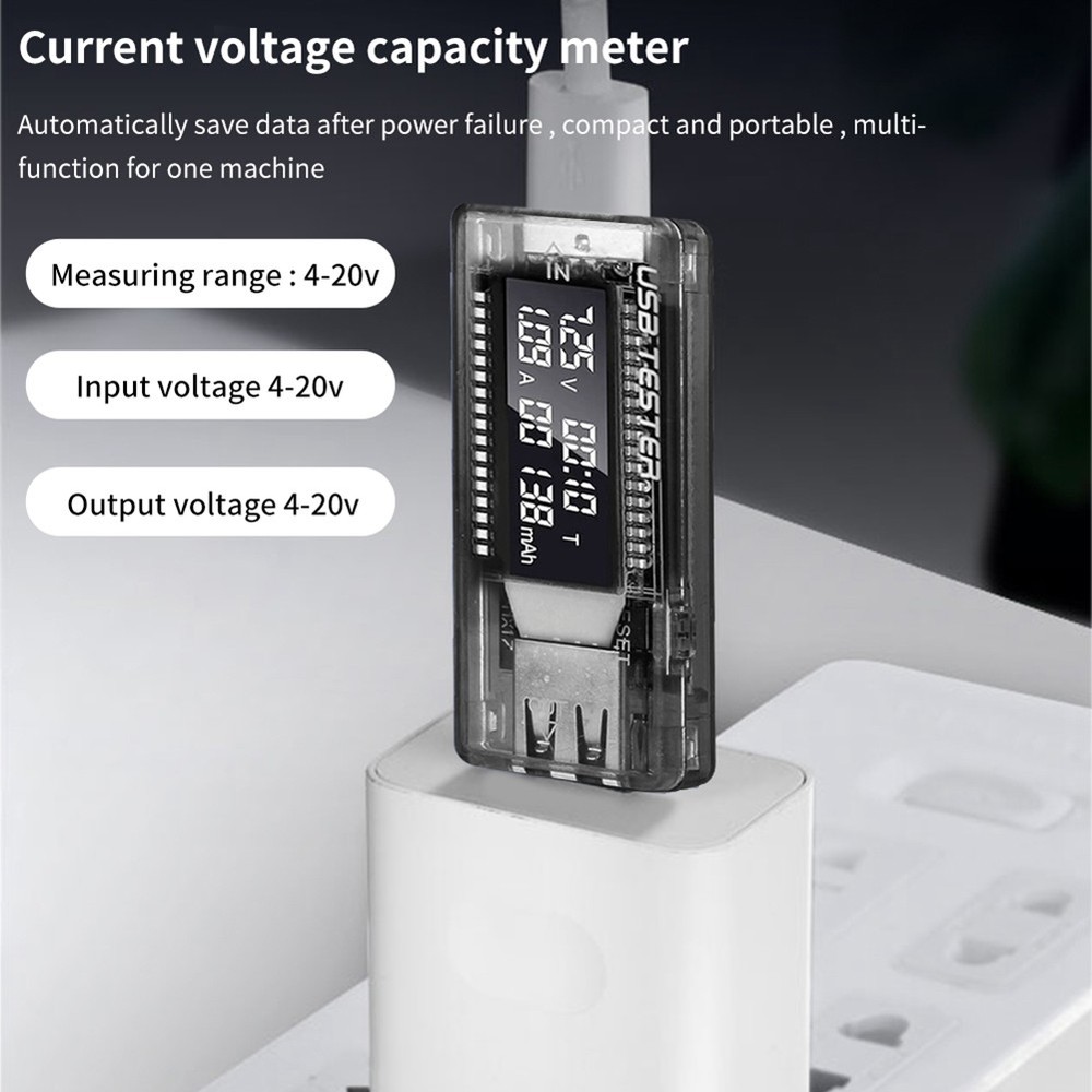 USB Tester, Current, Voltage, Charger, Capacitance, Tester, Voltmeter, Display1053