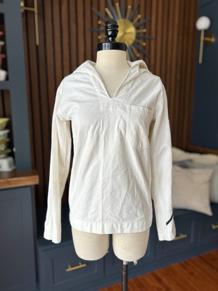 Vintage Navy Top Sailor Cracker Jack Collared Uniform Top Mid Century