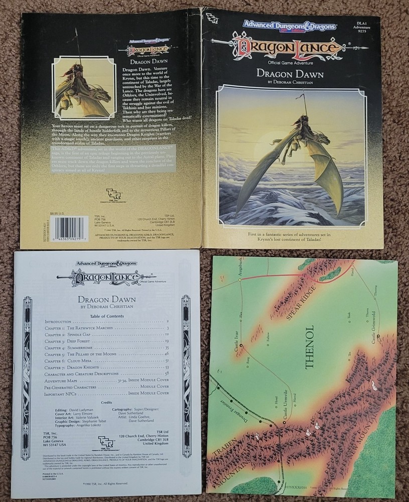 Advanced Dungeons & Dragons 2nd Edition Dragon Lance Dragon Dawn W/Map