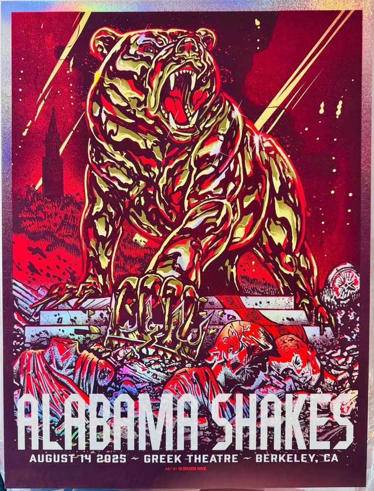 2025 Alabama Shakes Poster – Munk One –Artist FOIL Variant – Berkeley CA –18x24