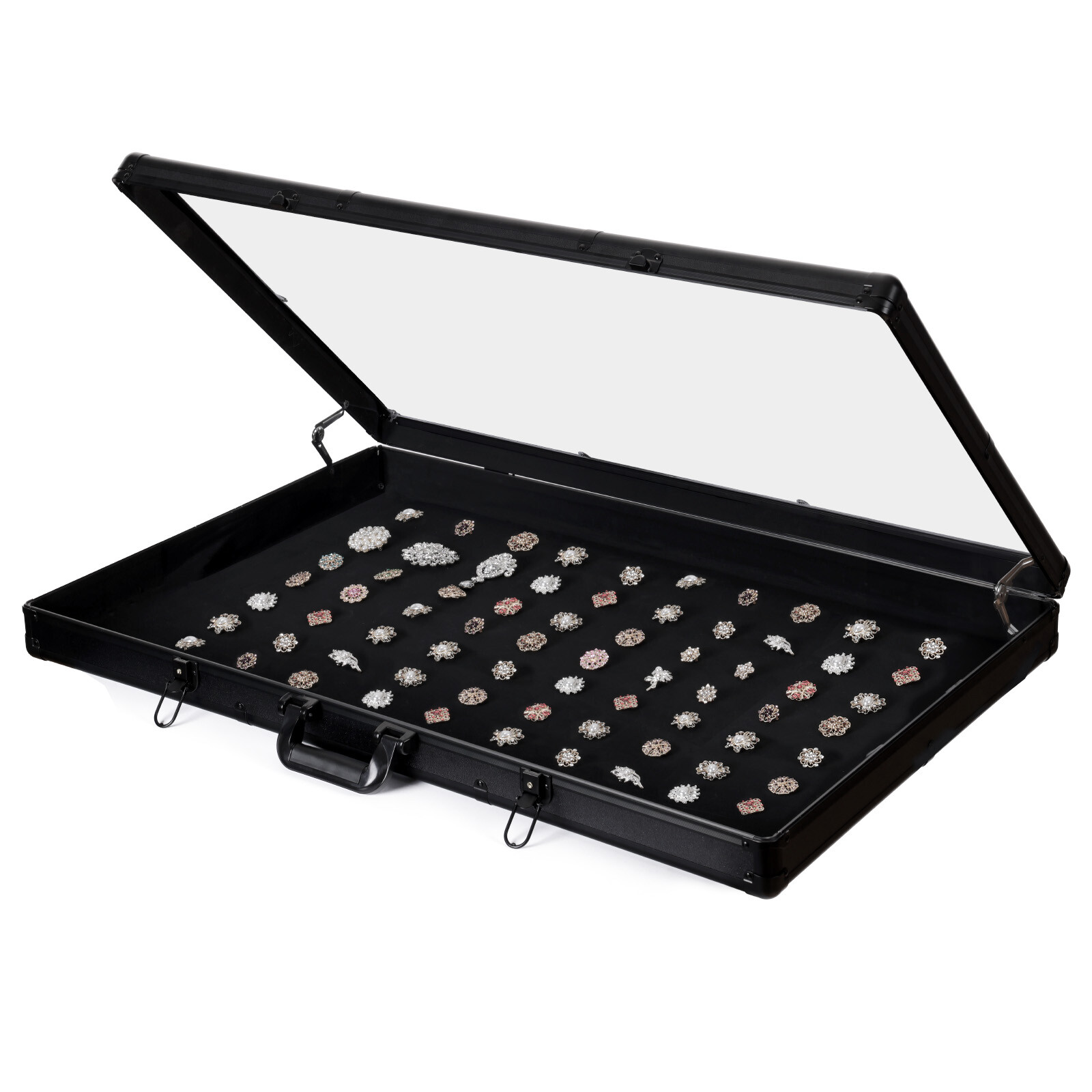 Locking Aluminum Display Case Showcase 36.6"x24" Trade Show f Card Coin Jewelry