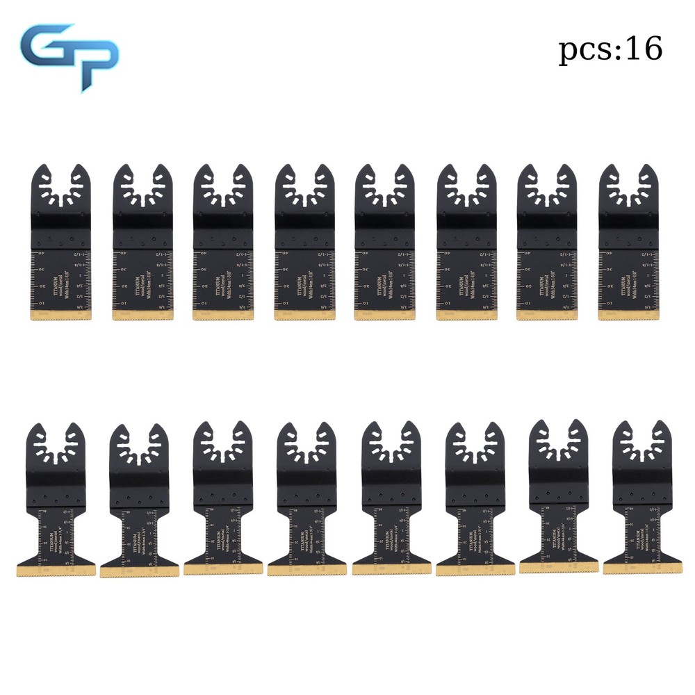 16 PCS Universal Multitool Titanium Oscillating Saw Blades Set (34mm / 44mm)