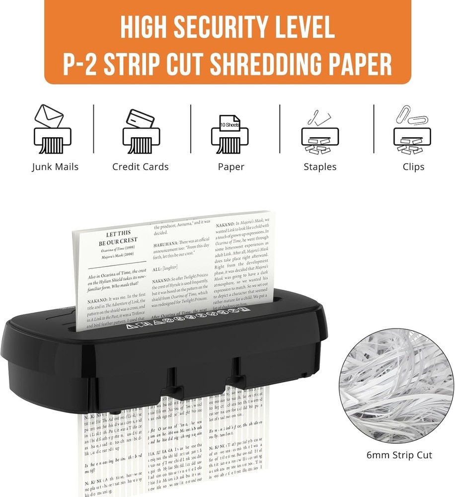 Home Office Paper Shredder, P-2 Security Level