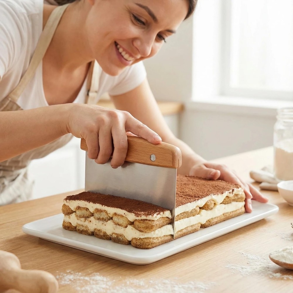 WANRHDZS Dough Cutter, Kitchen Scraper, Food Multipurpose wood