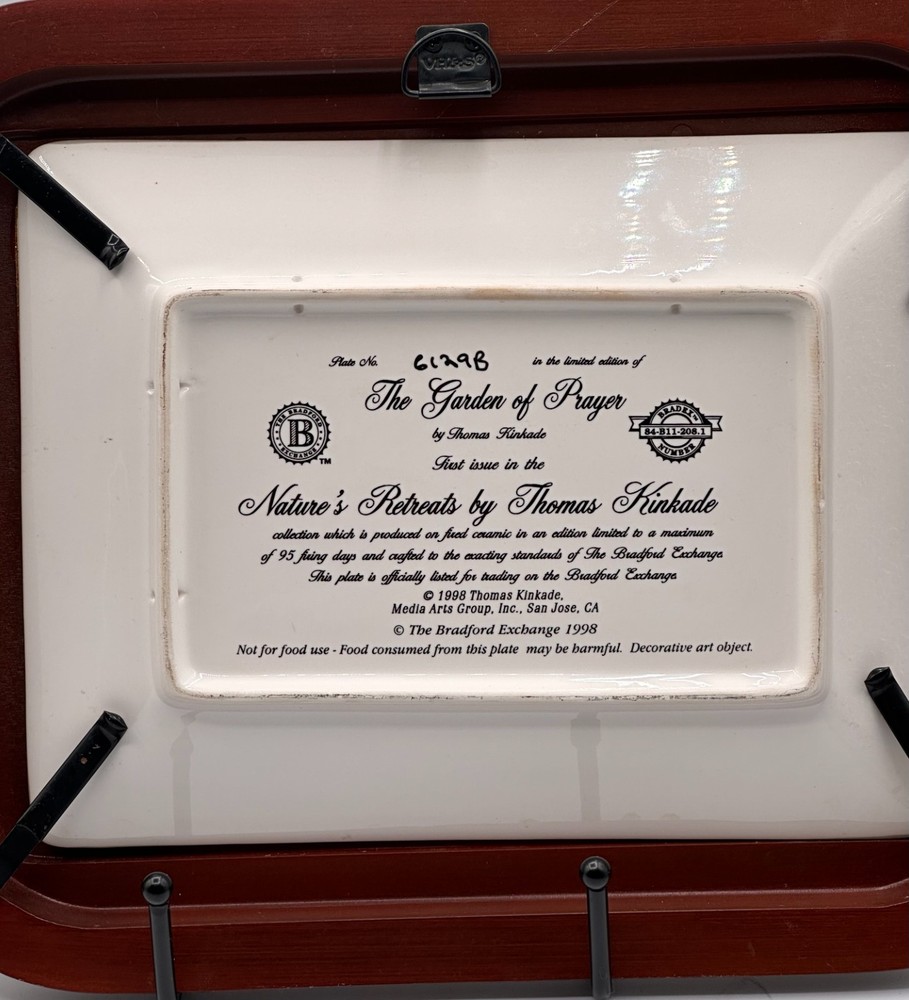 Thomas Kinkade Bradford Exchange Framed Ceramic Tray Set 1998 Pair