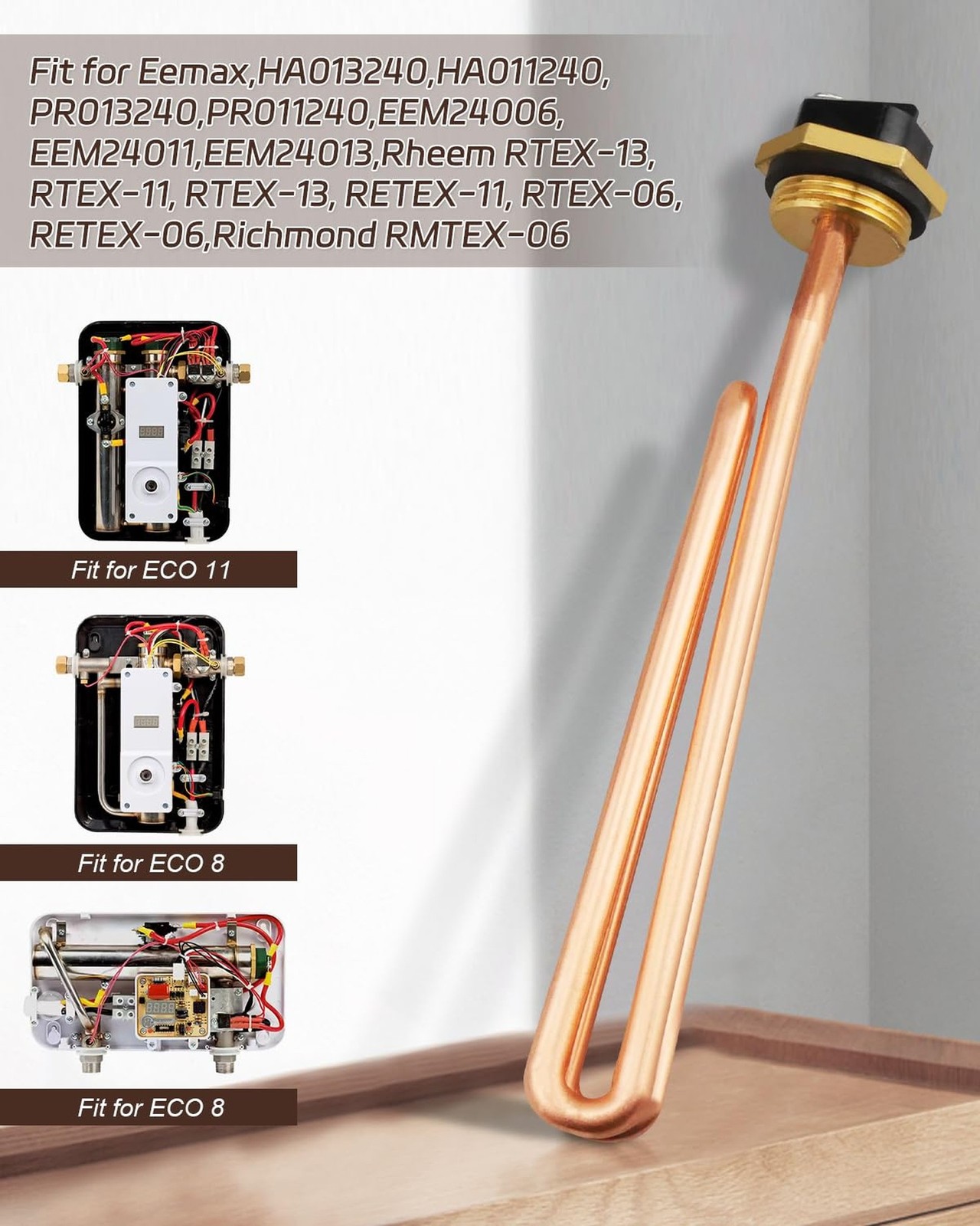 HE 55220 Water Heater Element, Fit for Eco Smart ECO POU 6 ECO 8 ECO 11 Tankl...