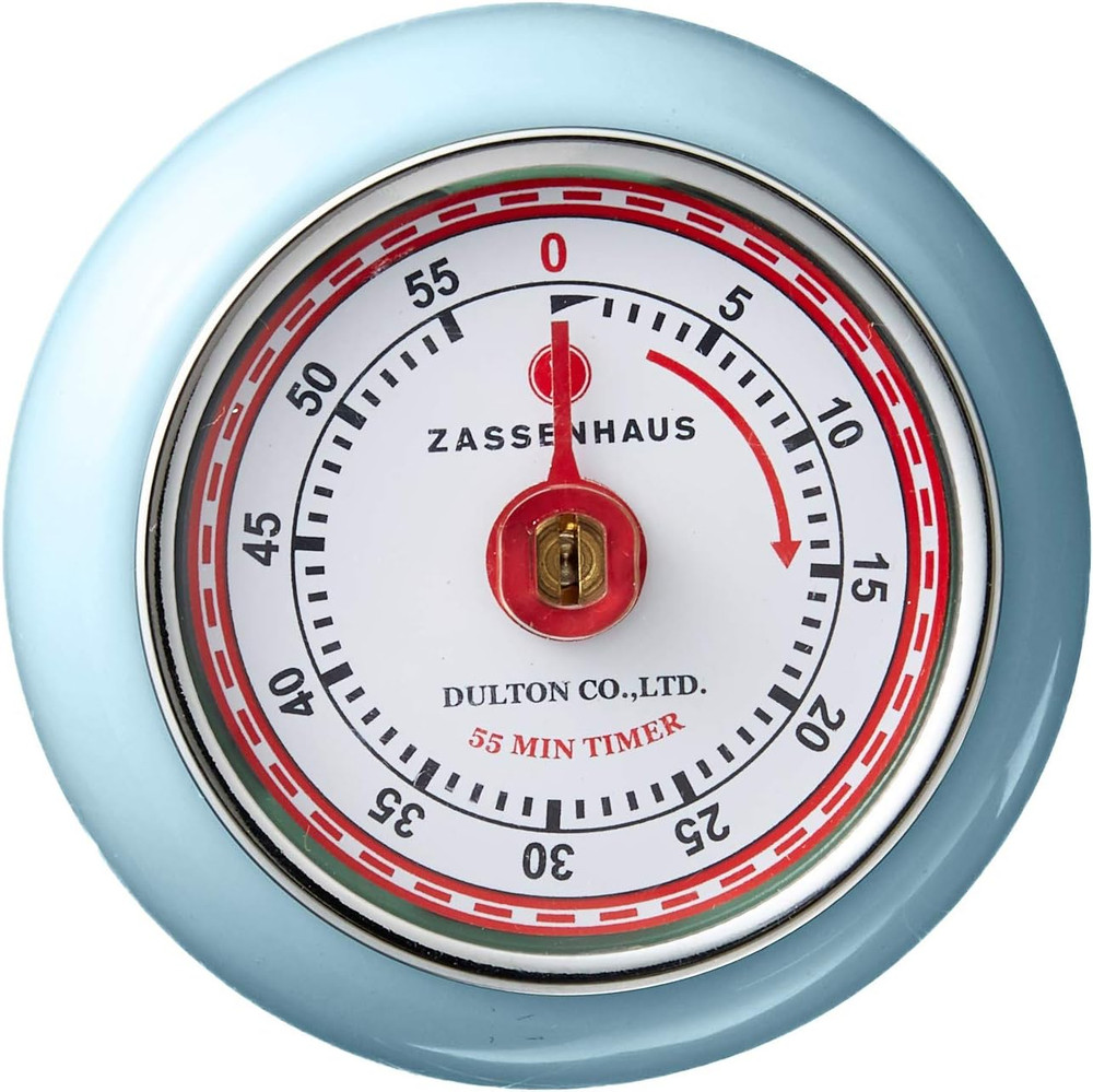 Magnetic Retro Kitchen Timer, Classic Mechanical Cooking Timer (Light Blue)