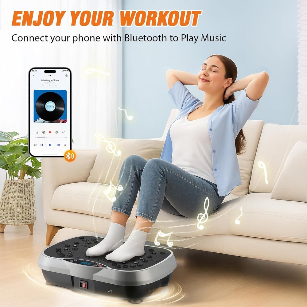 Vibration Plate Exercise Machine, 3 Workout Modes & 120-Level Vibration Platform