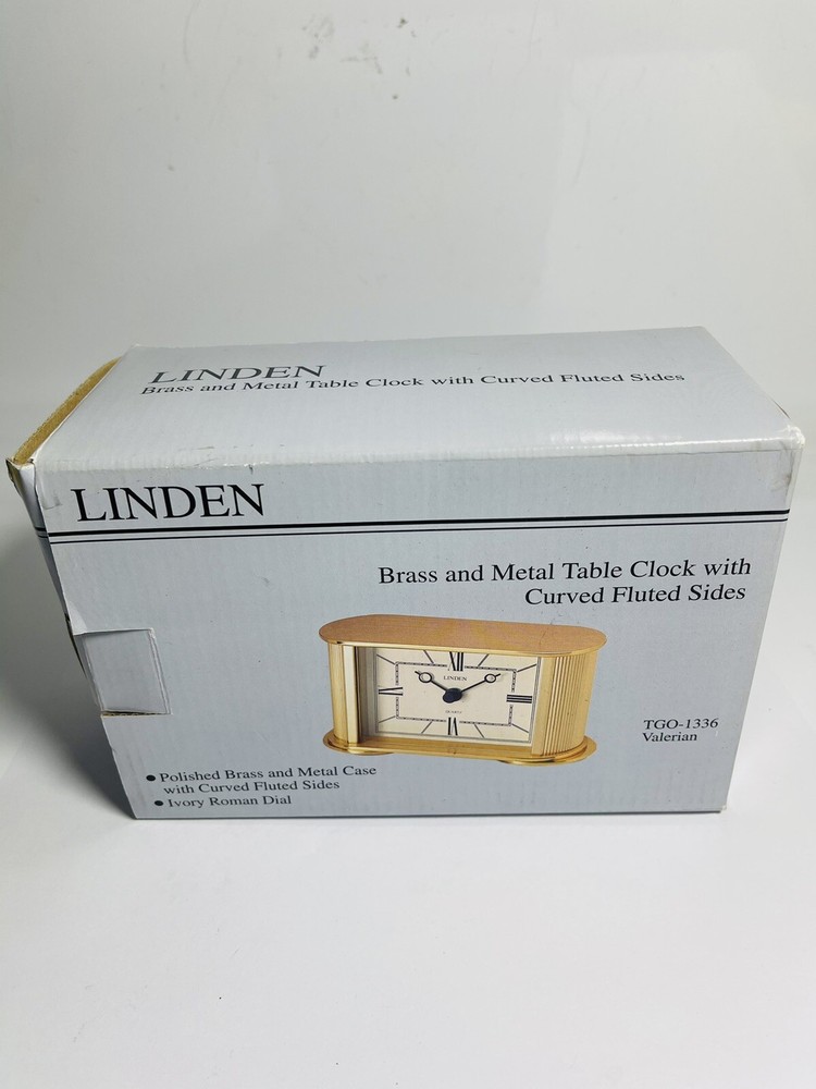 Solid Brass and Metal Table Clock w/ Curved Fluted Sides TGO-1336