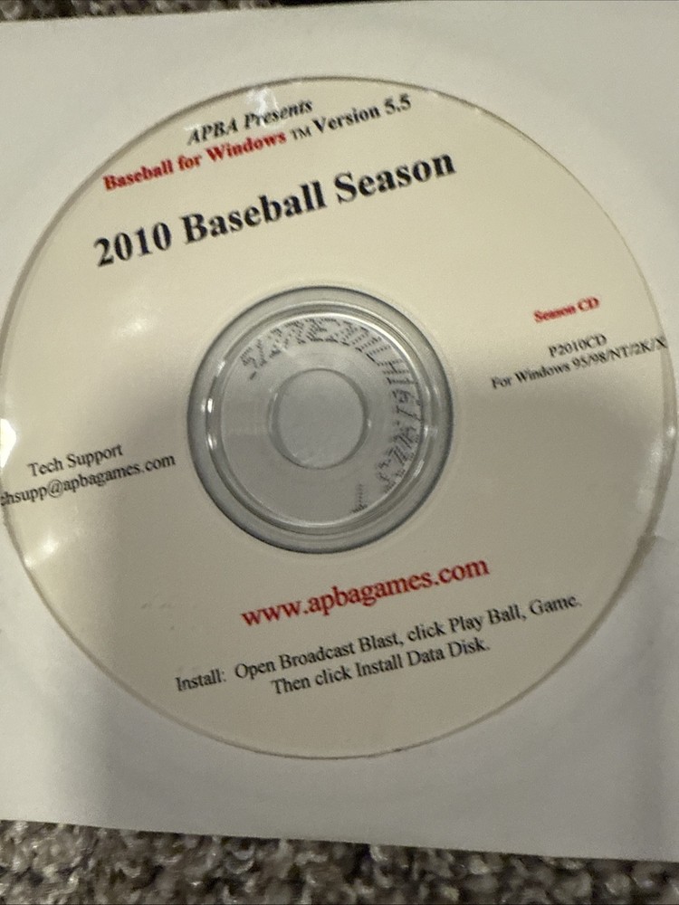 APBA Baseball For Windows Version 5.5 Plus 2010 2011 Seasons CD