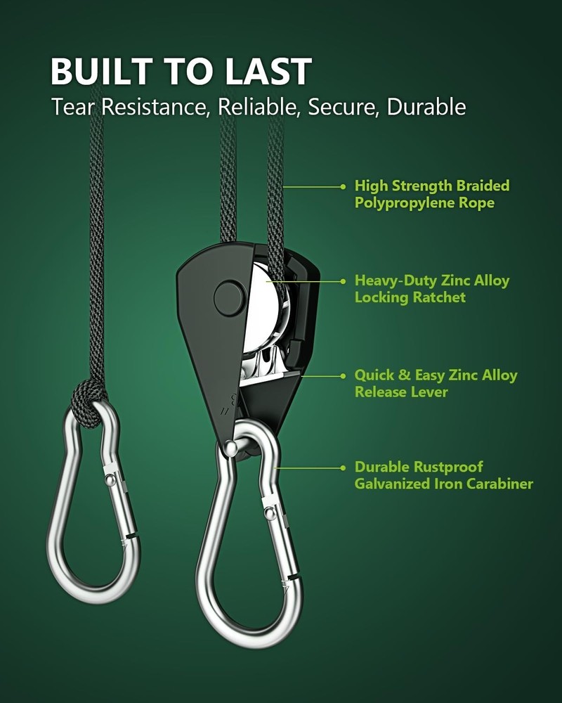 Adjustable Rope Hanger 2-Pack - 75 lbs Load Capacity for Versatile Hanging Use