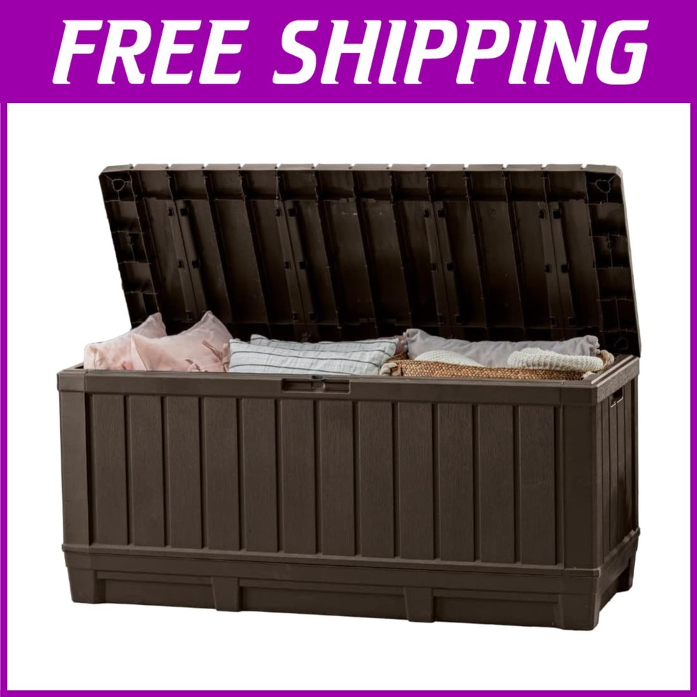 Weather-Resistant Brown Deck Box - 92 Gallon Storage