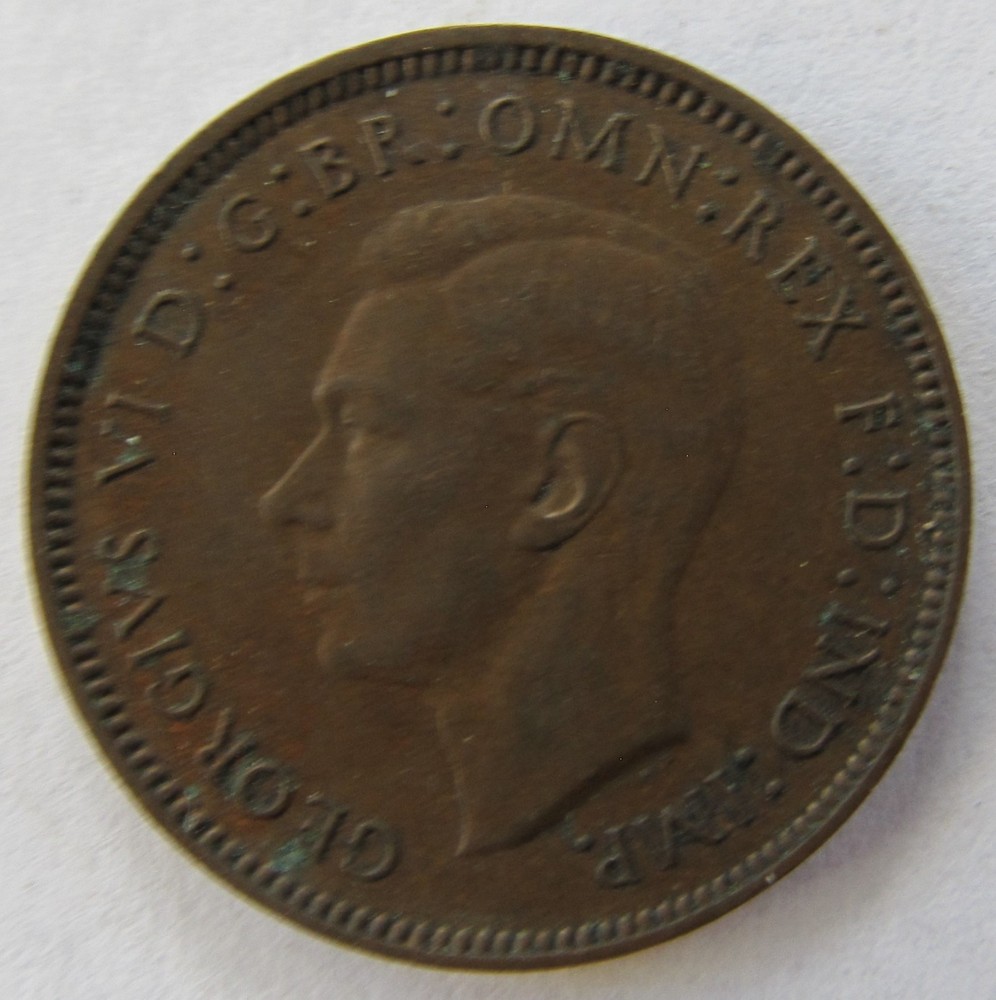 1941 Farthing, George VI, KM #843