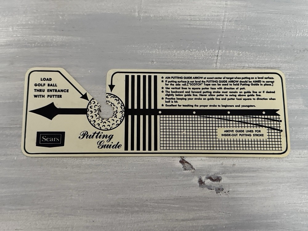 Vintage SEARS Putting Guide Plastic Training Practice