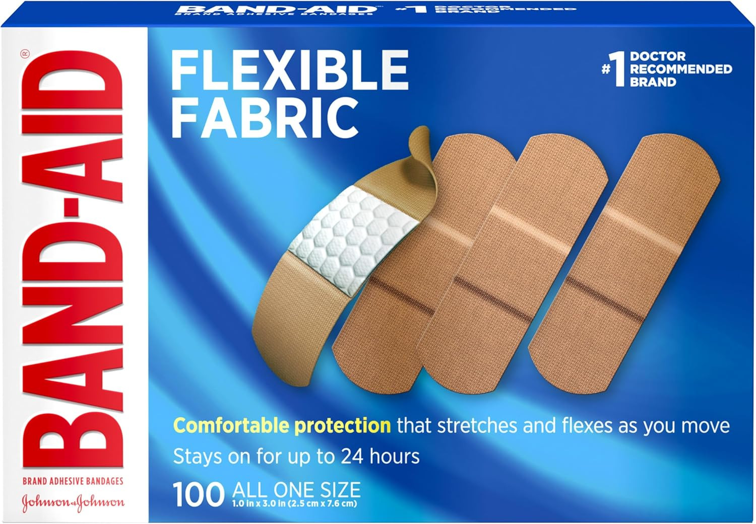 100 Band-Aid Flexible Fabric Adhesive Bandages Wound Cut First Aid All One Size