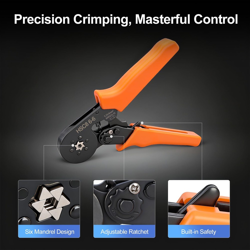 HSC8 66 SelfAdjustable Hexagonal Crimping Tool 2310 AWG Ferrules Wire