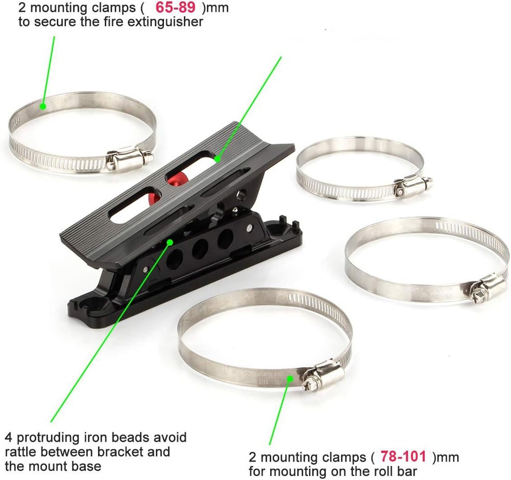 Quick Release Roll Bar Fire Extinguisher Mount Bracket Holder w/ 4 Fixing Clips