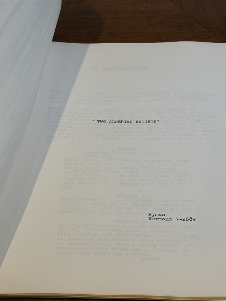 Vintage Unproduced Screenplay “Two Algerian Knights” Script LA