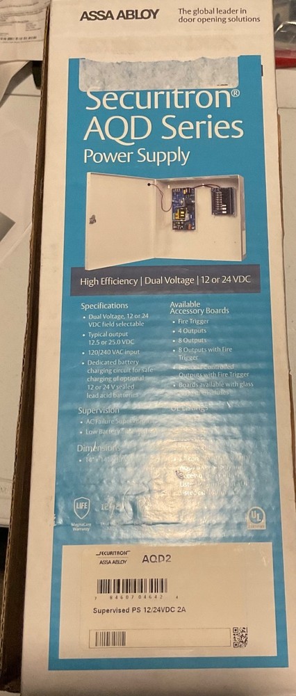 Securitron AQD2 Power Supply 12/24 VDC Switchable ASSA ABLOY