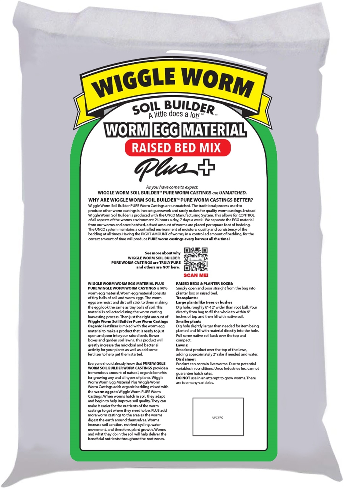 WIGGLE WORM Soil Builder Worm Egg Material Raised Bed Mix, 40 Pound Bag