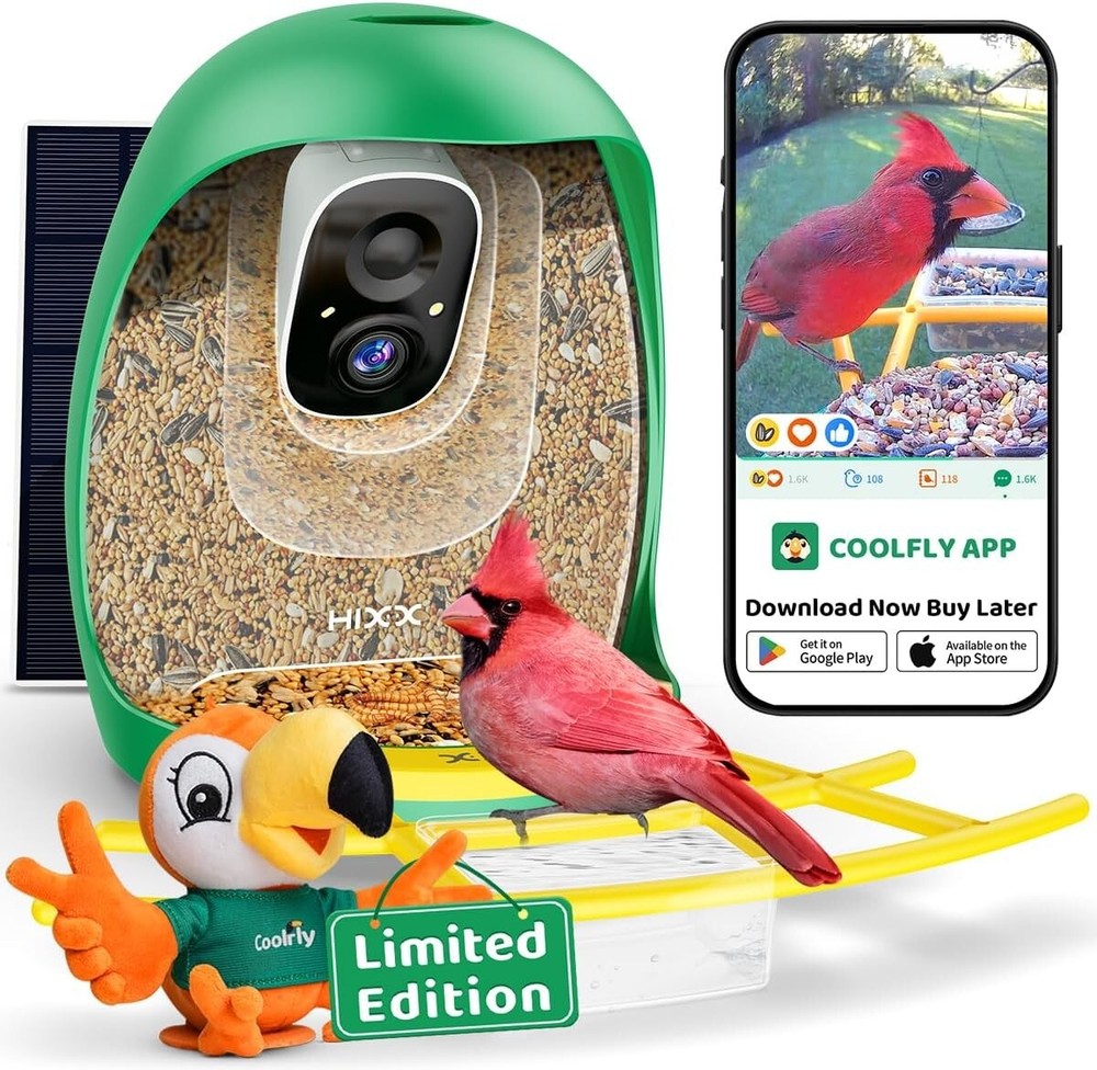 Bird Feeder with Camera Solar Powered, 2K Resolution Bird Camera Auto Capture