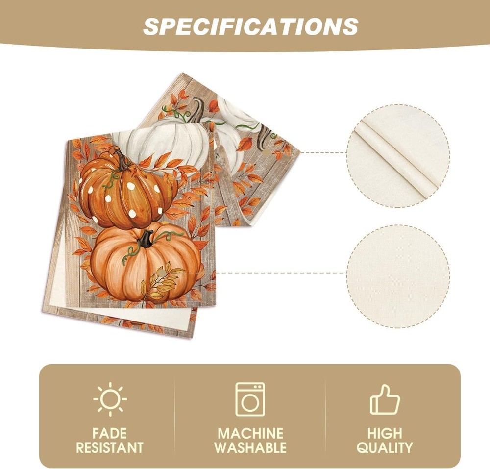 Artoid Mode Orange Polka Dot Pumpkin Eucalyptus 13 x 72, Table Runner,