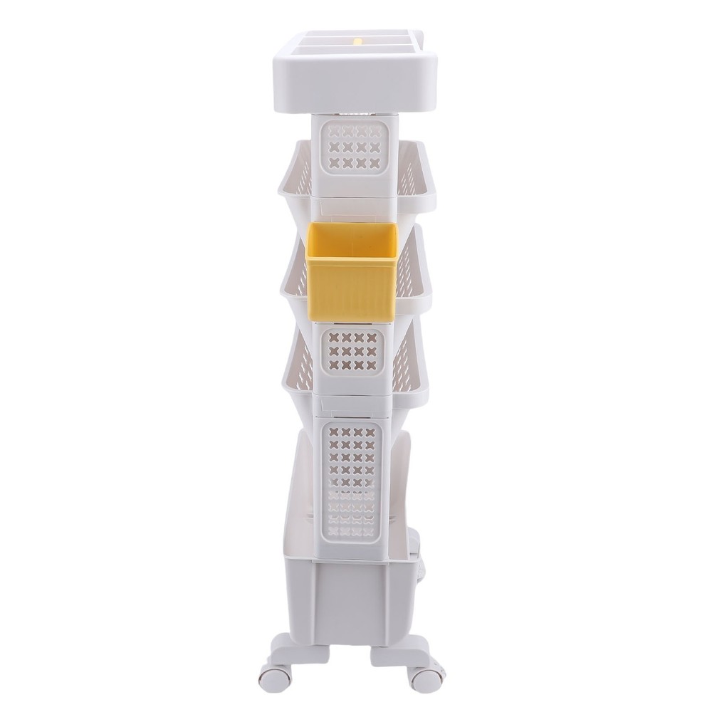 Rolling Book Cart 5 Tier PP Multi-Functional Movable Storage Book Rack Utility