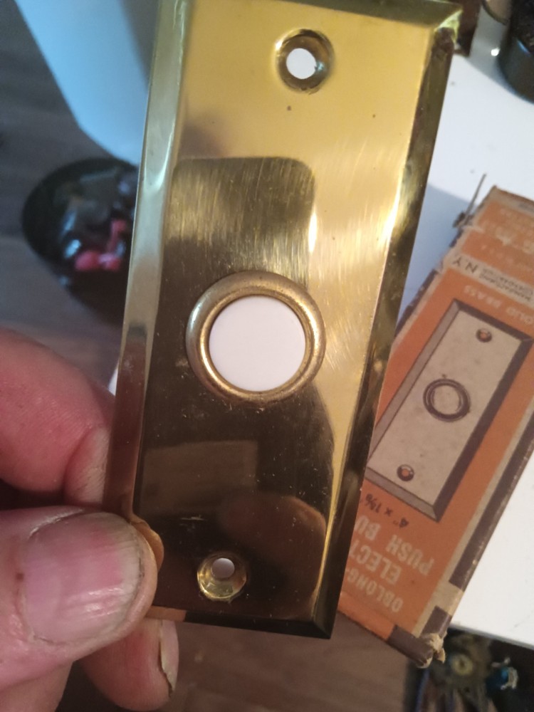 Vintage Trine Solid Brass Electric Doorbell Button