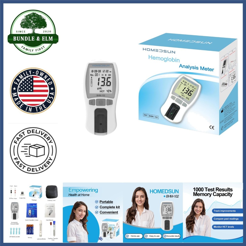 Portable Hemoglobin Analyzer for Quick Anemia Testing with 25 Strips Included
