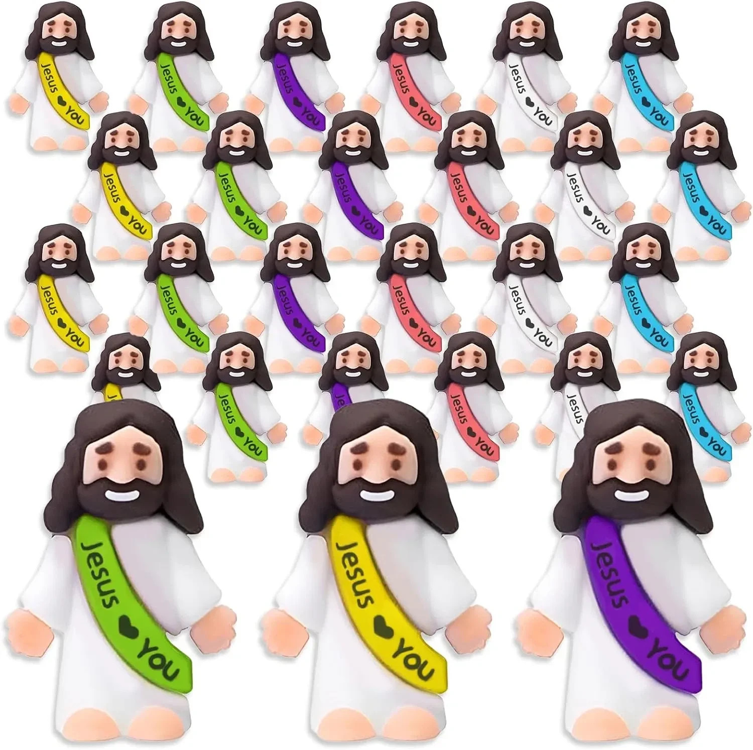 100 Pack Little Jesus Figures Loves You, Tiny Mini Jesus Figurines in Bulk